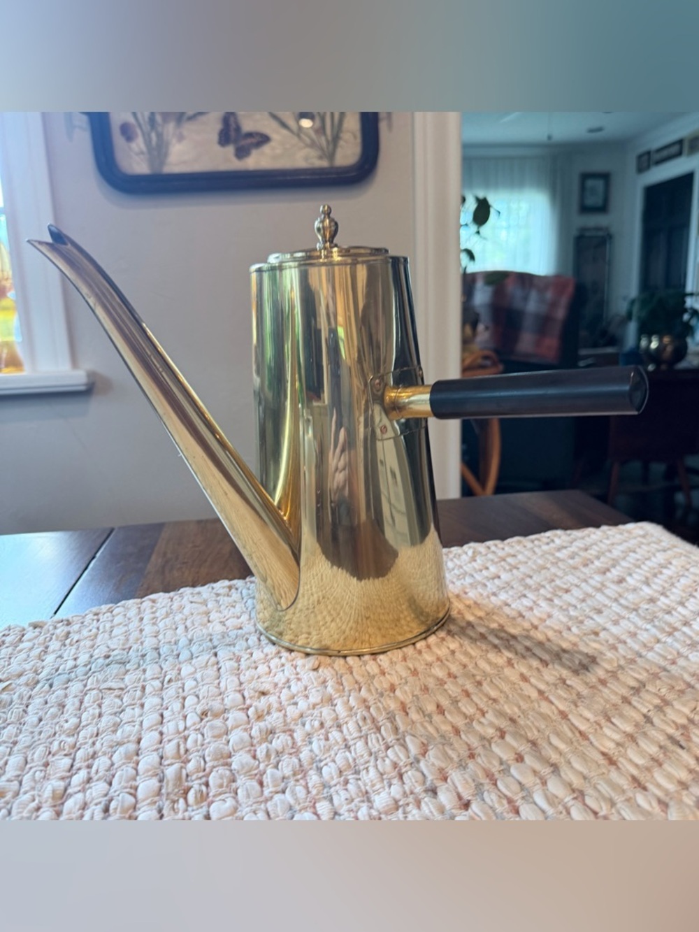 Vintage Mid Century Modern Brass Teapot/ Coffee Pot / Chocolate Pot 13 1/2”